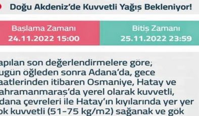 METEOROLOJİ’DEN KUVVETLİ SAĞANAK UYARISI