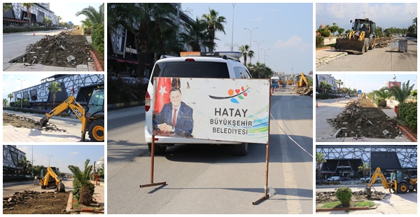 DEPREMDE ZARAR GÖREN İSKENDERUN SAHİLİNDEKİ KALDIRIMLAR YENİLENİYOR