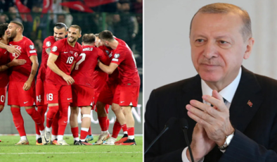 ERDOĞAN: A MİLLİ FUTBOL TAKIMIMIZI YÜREKTEN TEBRİK EDİYORUM